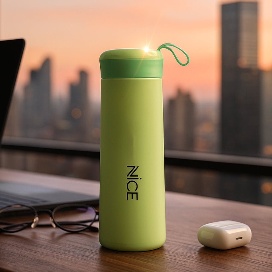 Leak-Proof Plastic Flask - (Green Color / 1 Pc / 400ML)