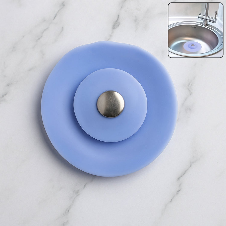 Creative 2-in-1 Blue Silicone Sewer Sink Sealer Cover Drainer (multicolour / 1 Pc)