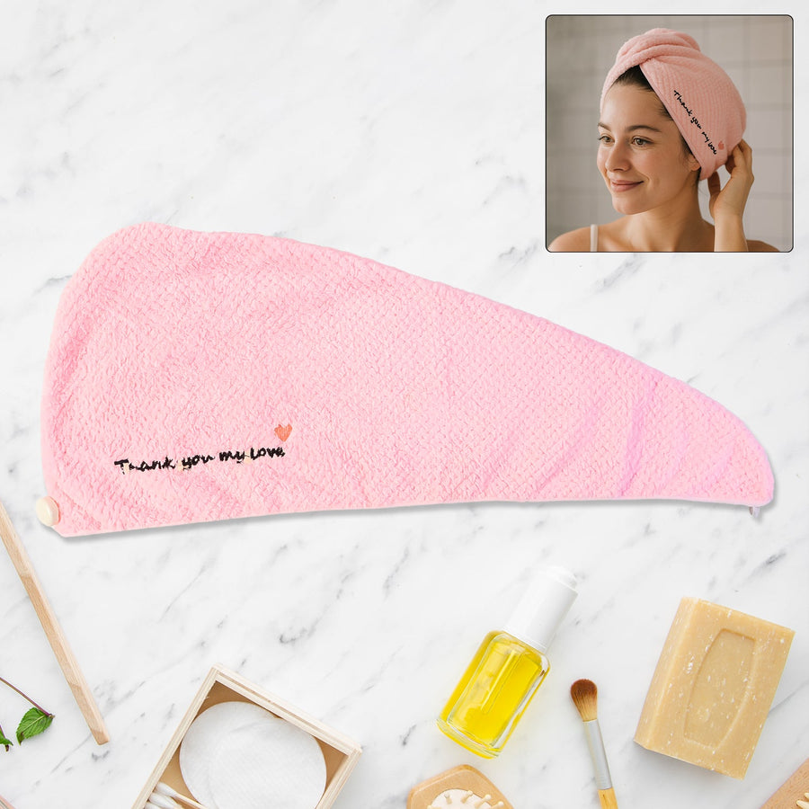 Ultra Soft Microfiber Hair Drying Towel Wrap with Button Lock (1 Pc)
