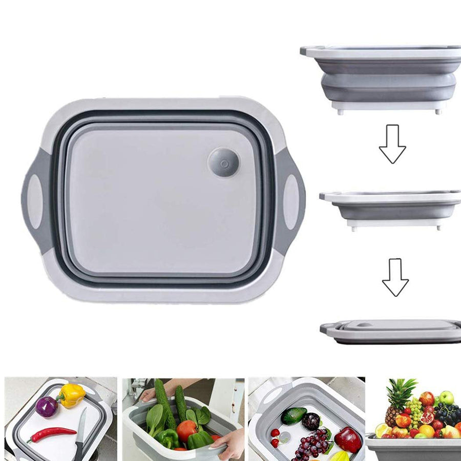 Chopping Board, Dish Rack, Washing Bowl & Draining Basket, 3in1 Multi-Function