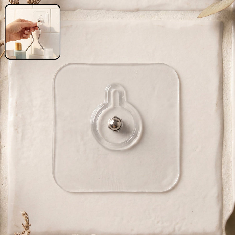 Round Transparent Self Adhesive Utility Wall Hook (1 Pc)